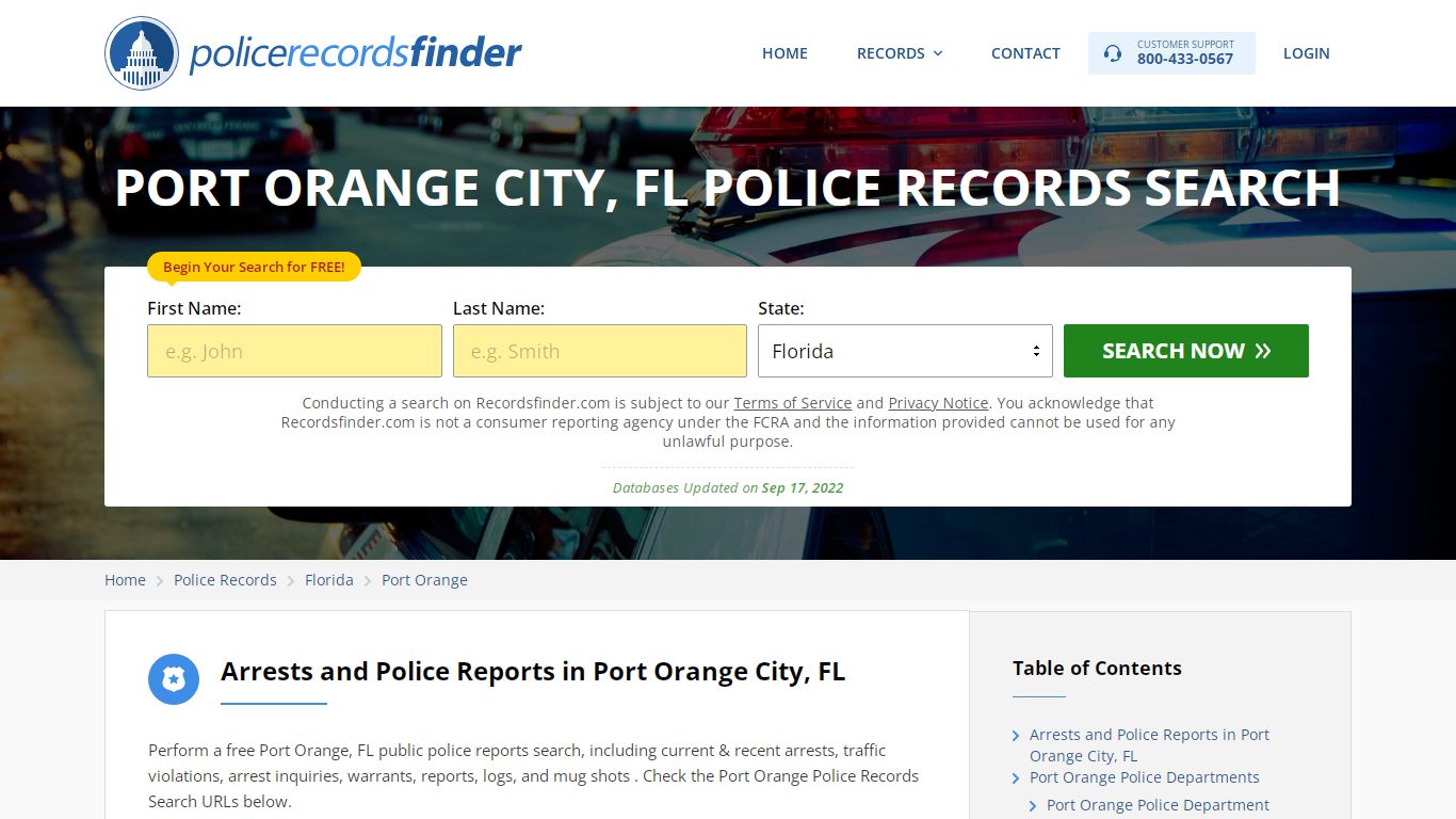 Port Orange, Volusia County, FL Police Reports & Police Department Records