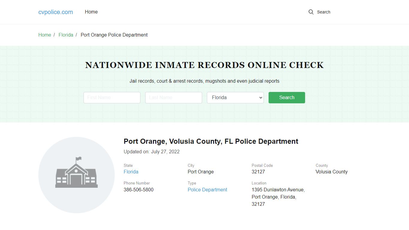 Port Orange, FL Police - City Jail Inmates, Arrests